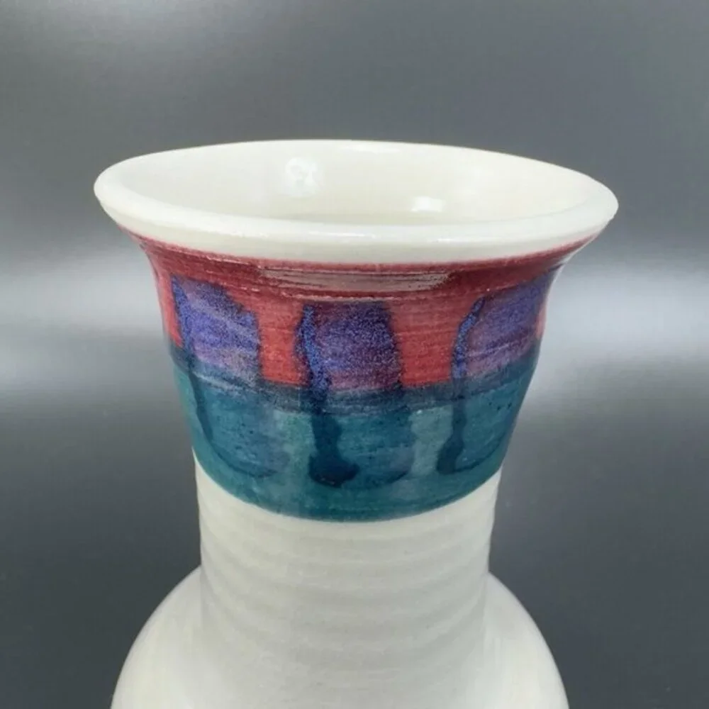 Vintage Hand Made Stoneware Pottery Vase Vessel‎ Artist Signed Hand Glazed VTG